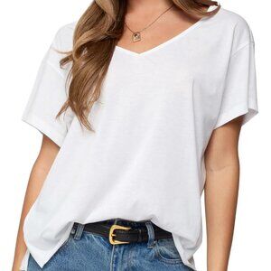 Edikted Sonora Oversized V Neck T Shirt White